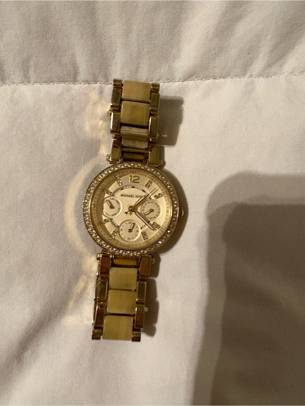 Michael Kors Gold Crystal-Trim Women’s Bracelet Watch